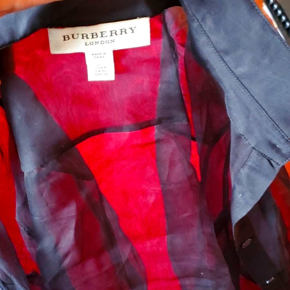 Burberry Button up Sheer Black Top